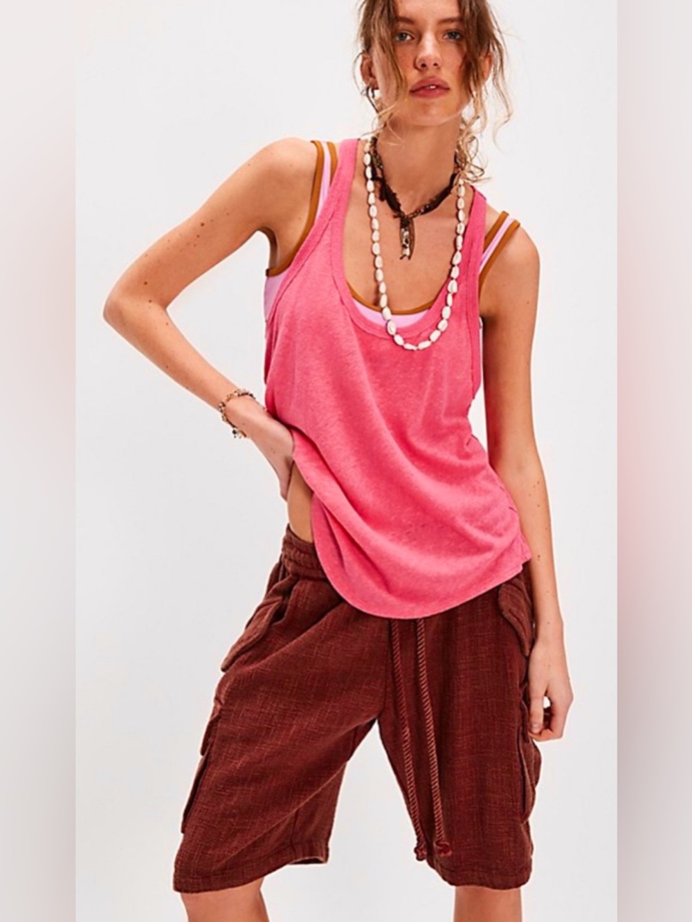 NWT FREE PEOPLE WE THE FREE OCEANSIDE TANK HONEYSUCKLE